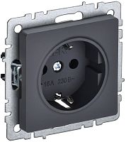 Розетка с заземлением без рамки IEK Brite РС11-1-0-БрГ 1-м. графит картинка